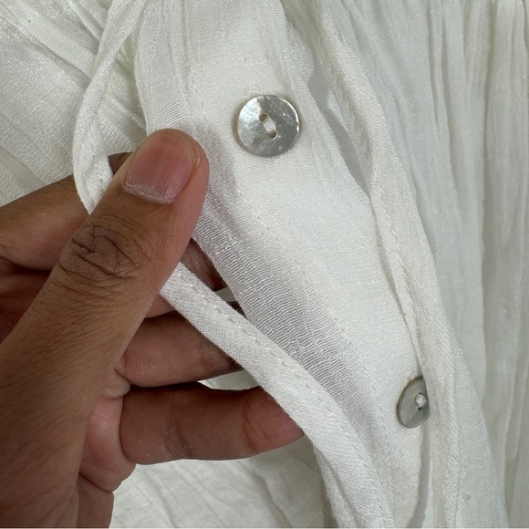 Aakaa White Boho Deep V-Neck Tassel Waist Beach Cover-Up Maxi Dress Size S - Picture 6 of 16